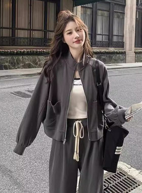 春季韩版宽松小个子卫衣阔腿裤套