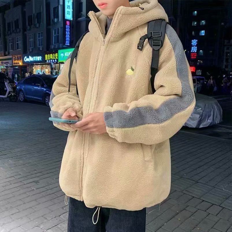 2026男冬季连帽加厚羊羔毛棉服