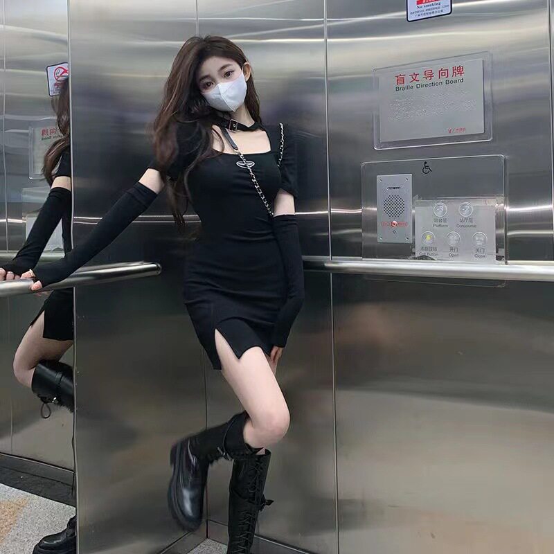 辣妹镂空包臀显瘦连衣裙