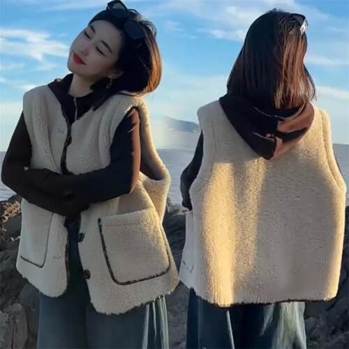 秋冬两面可穿皮毛一体马甲女