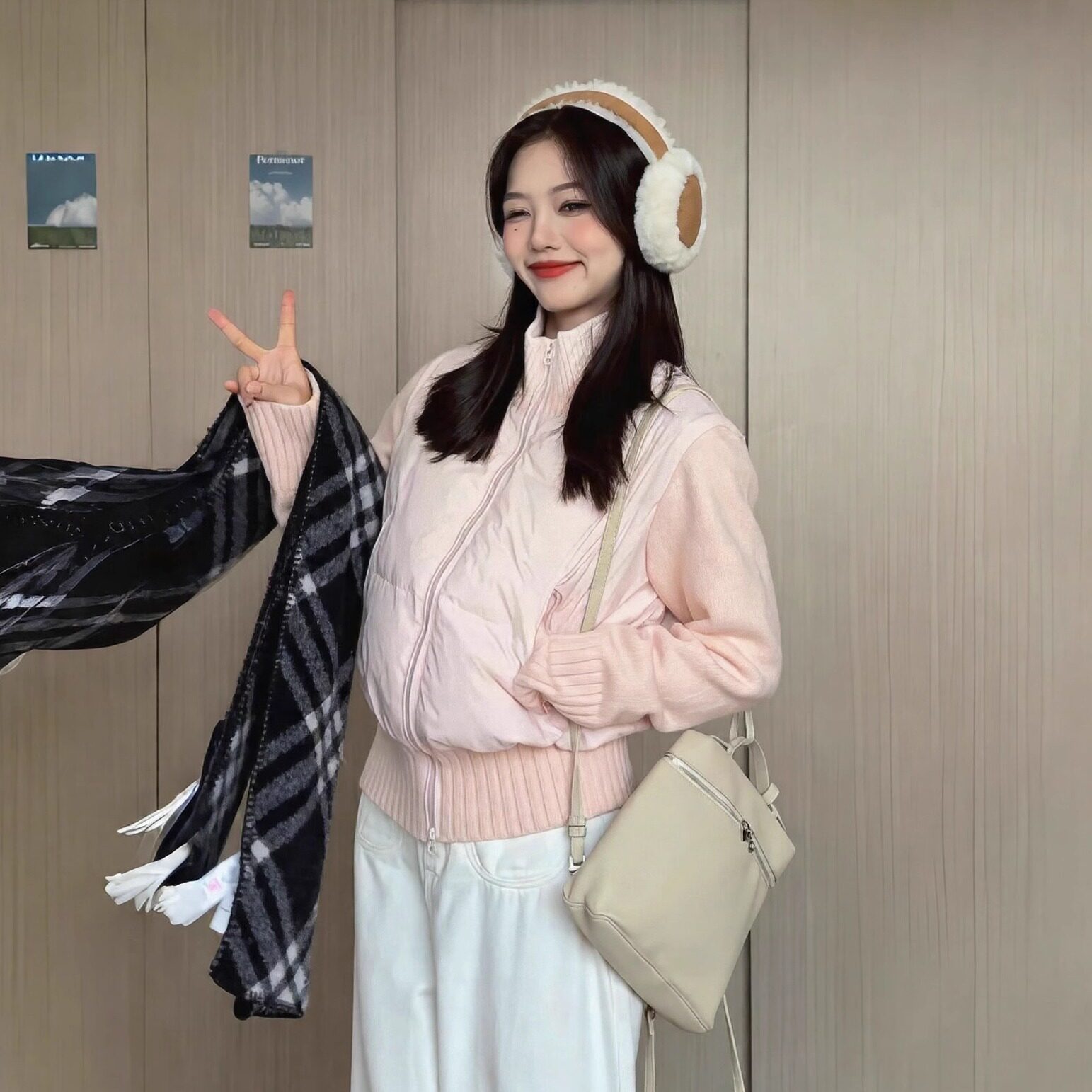 2026秋冬韩系奶呼呼拼色棉服女