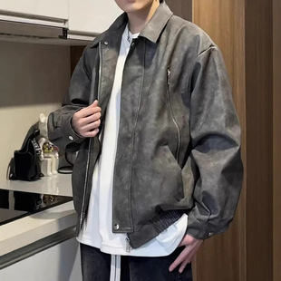 皮衣外套男2026新款高级感秋季美式复古男士皮夹克男款加厚潮痞帅