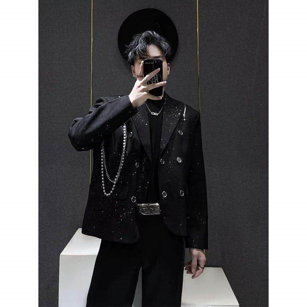 小众烫金亮片男士西装外套