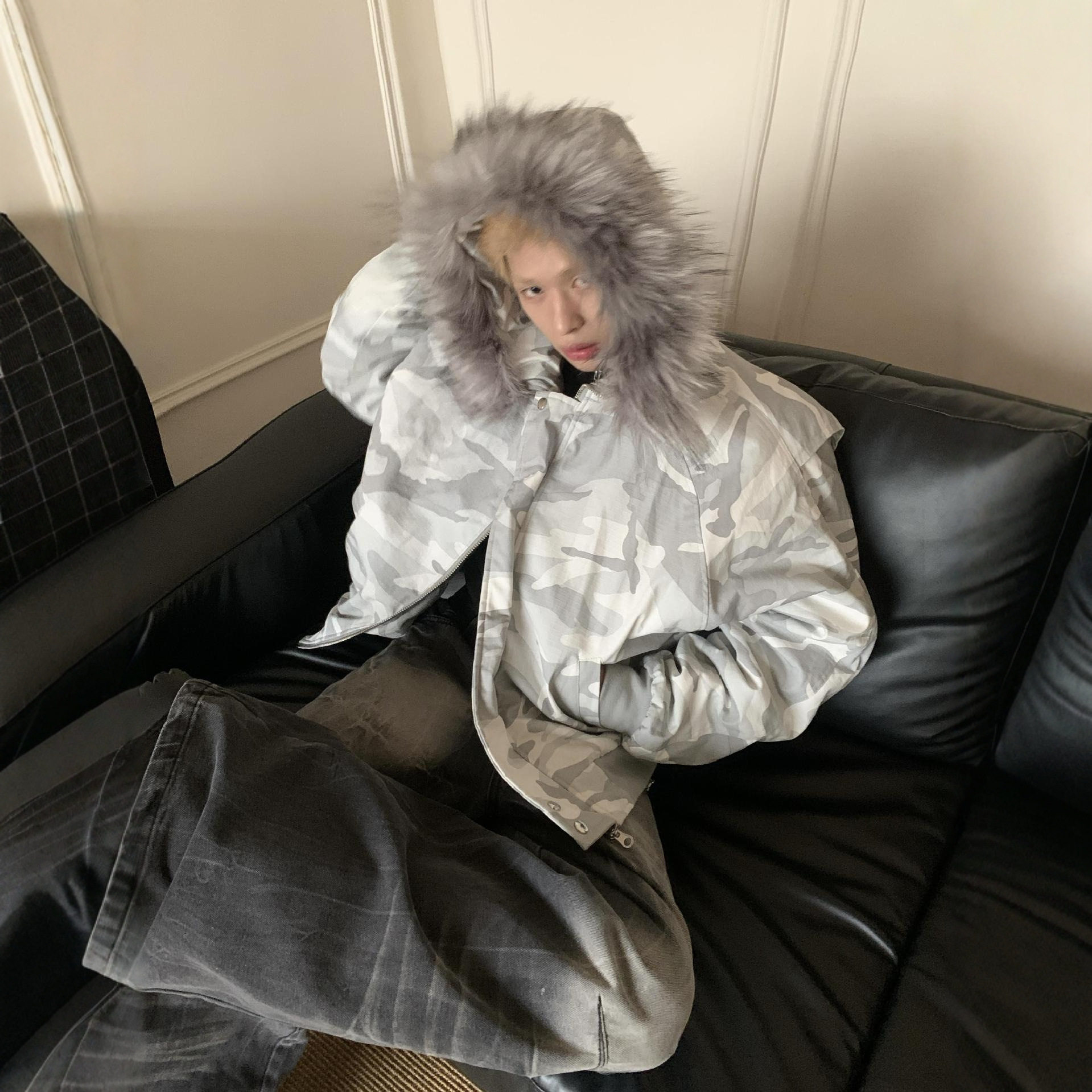 冬季雪地迷彩加厚保暖男士棉服