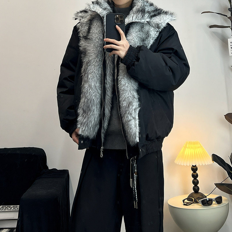男士加厚保暖假两件立领棉服