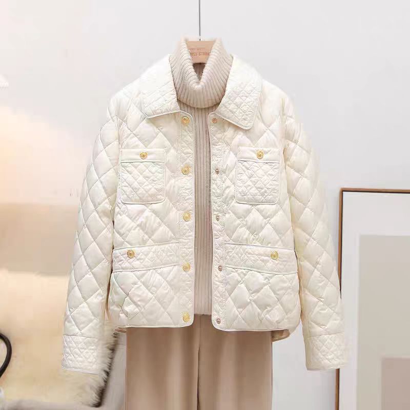 小香风白色羽绒服女秋冬新款
