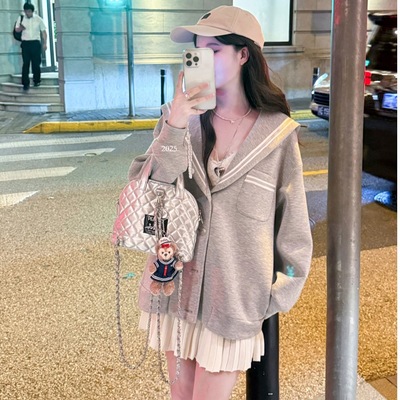 学院风海军领撞色棒球服女