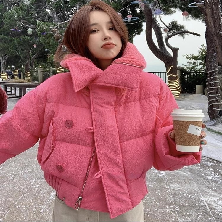 羊羔毛短款面包服女秋冬小个子