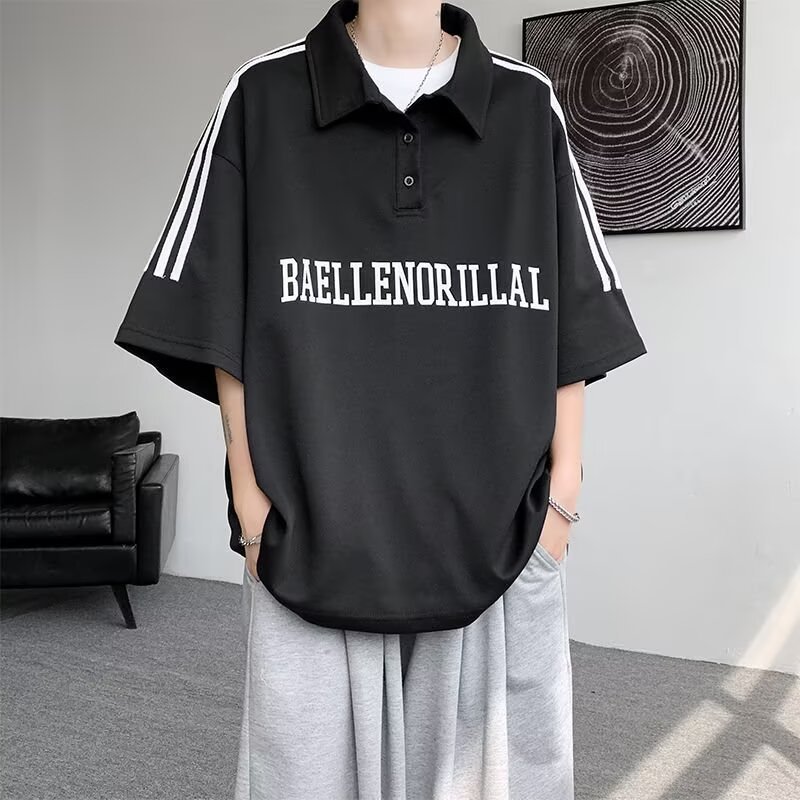 2026夏季男士原宿撞色POLO衫