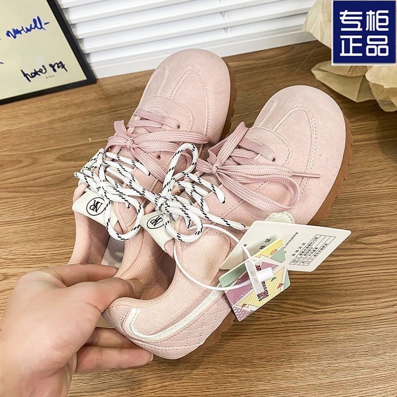 粉色德训板女秋款高颜值耐磨