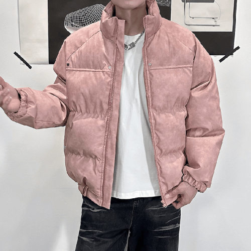 美式高街立领PU加厚短款面包服