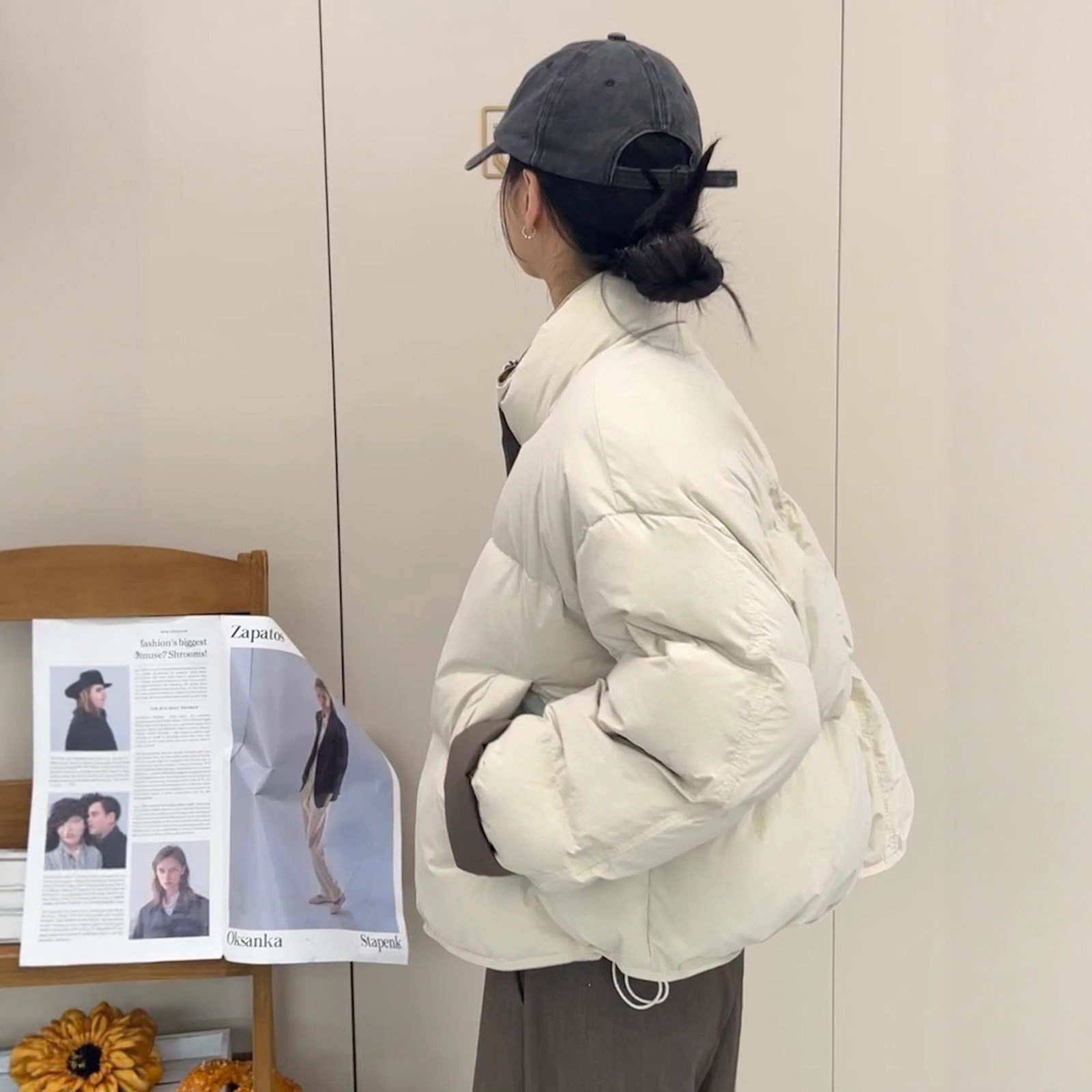 2026新款女短款撞色面包棉服