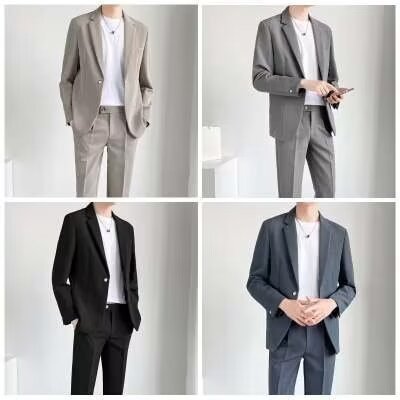 韩版修身新郎礼服西服西裤套装