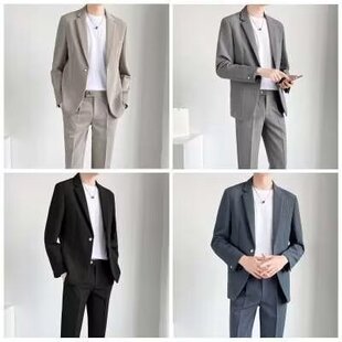 小西装西裤套装男韩版修身外套新郎结婚礼服商务正装休闲裤九分裤