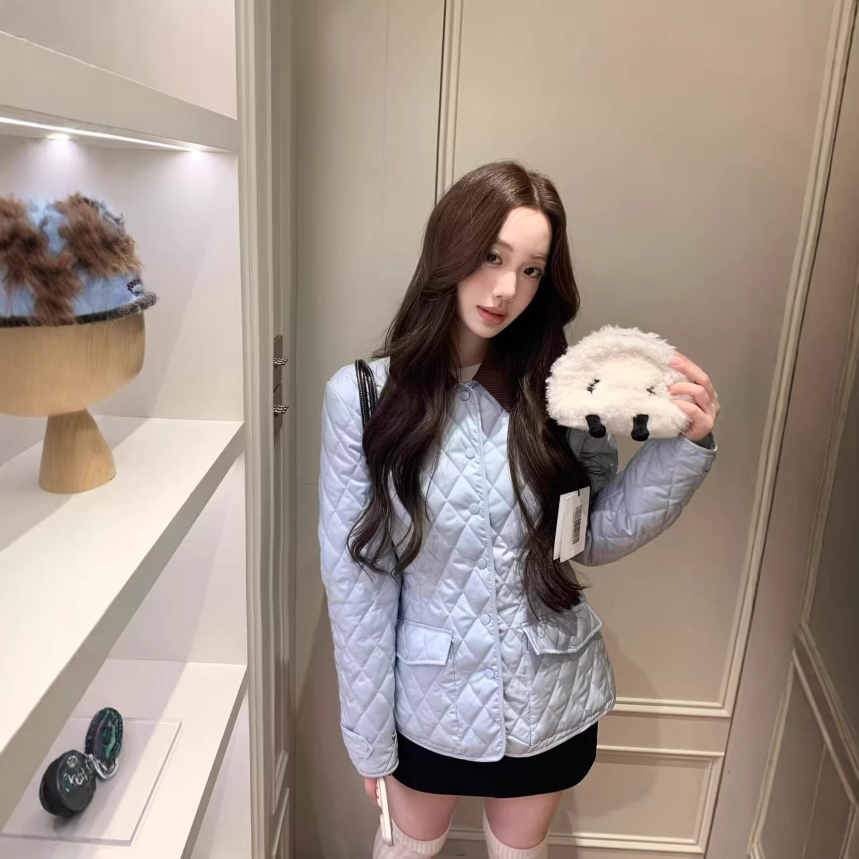小翻领菱格绗缝棉服女2026冬