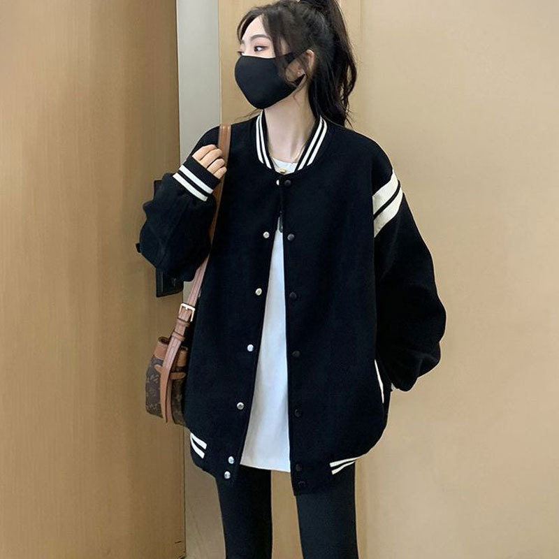 小个子黑色棒球宽松百搭服外套女