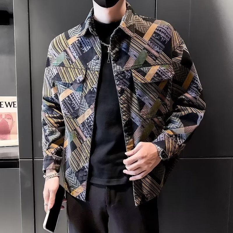 高级感春秋百搭外穿潮流新款夹克男装长袖原宿痞帅气质牛仔外套男