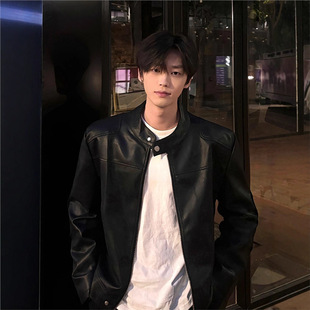 小众痞帅高级感cleanfit立领飞行夹克潮 机车皮衣外套男款 美式 短款