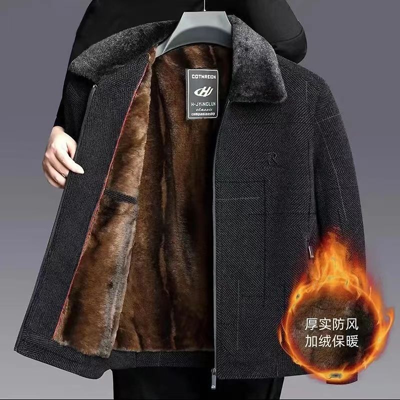 秋冬季外套男厚款中老年爸爸冬季外套夹克棉衣爷爷装高档休闲外套