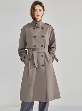 25秋季新飒美优雅经典英伦风双排扣中长款风衣外套女18213