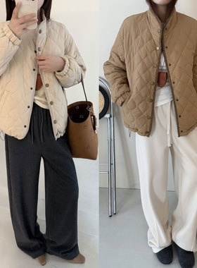 25秋冬新款休闲立领双面穿棉服夹克复古菱格绗缝夹棉短外套25633