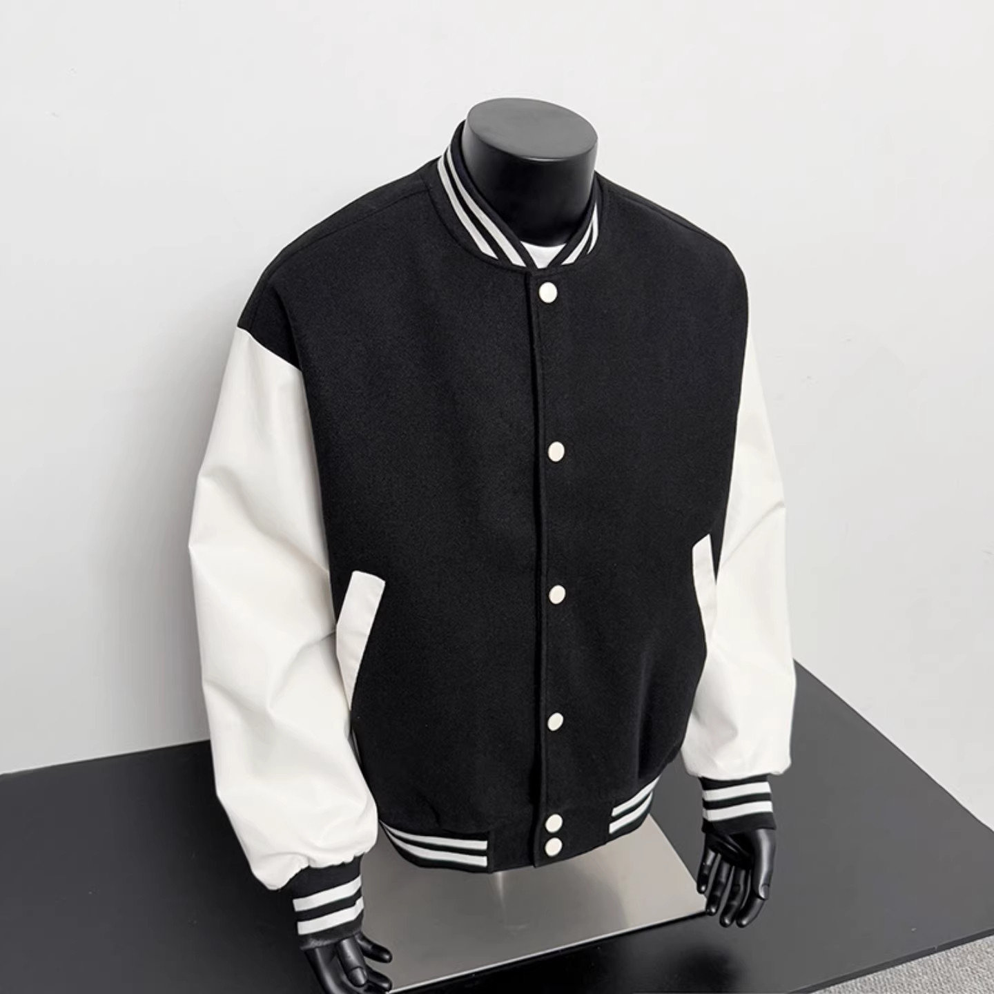 特大码300斤美式撞色拼接工装夹克男秋冬潮牌cleanfit棒球服外套