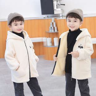 加厚加绒新款儿童男宝宝羽绒服罩衣秋冬保暖棉袄外穿连帽罩褂防尘