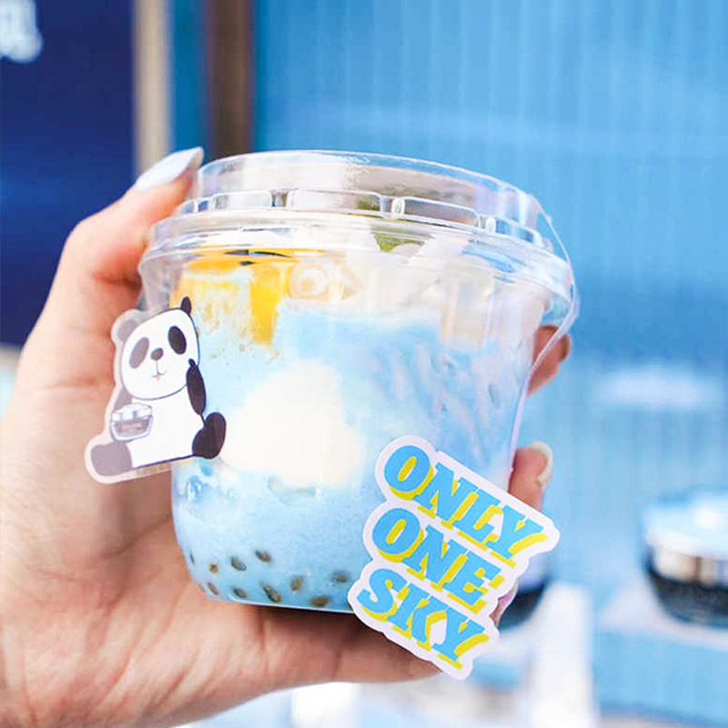 一次性透明杯U形酸奶杯塑料带盖