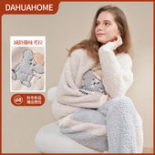 加厚加绒家居服春天学生可外穿套装 睡衣女秋冬季 珊瑚绒2021年新款