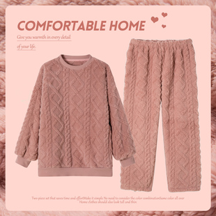 睡衣女冬季珊瑚绒2022年新款加厚加绒家居服秋天学生可外穿套装春