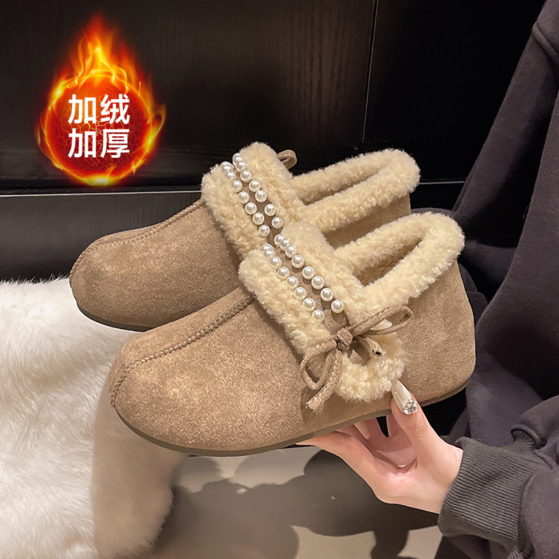 加绒加厚勃肯鞋女一脚蹬棉鞋