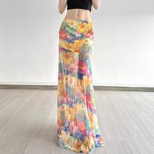 ROCKMORE【梵高的画】油画风晕染彩色印花网纱长裙包臀显瘦半身裙