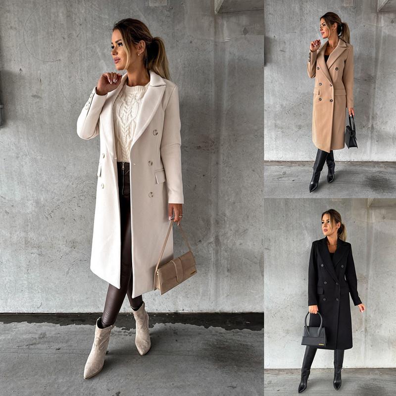 2022 Winter Ladies Long Jacket Warm Coat Women 毛呢大衣外套