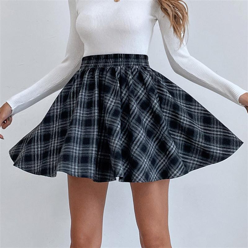 New Plaid Pleated Skirt Short Skirt 新款格子百褶裙半身裙短裙