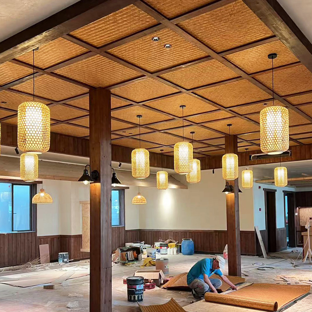 碳化竹席手工竹编草席复古吊顶背景墙面装饰民宿茶室餐厅装修席子