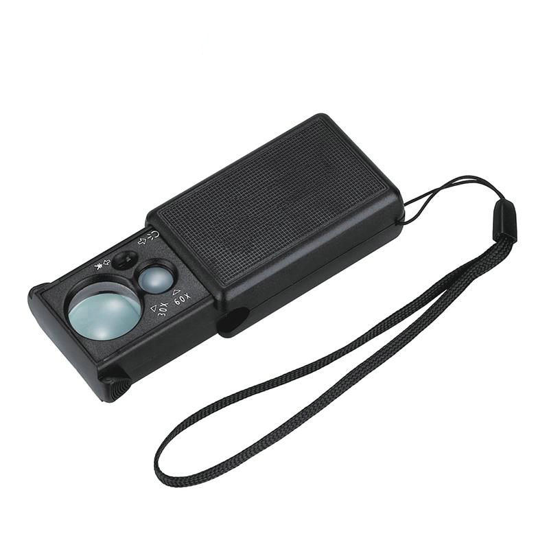 抽拉式便携高倍 放大镜带灯LED维修古玩鉴宝验钞60倍高清晰扩大镜