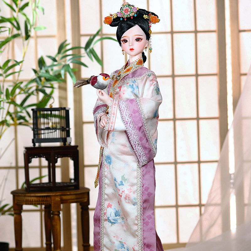 德必胜60cm华姝清朝古装3分bjd多关节洋娃娃宫廷旗头妃子玩具娃娃