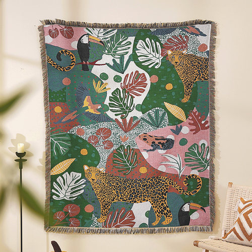 森林系沙发巾沙发毯防尘布挂布