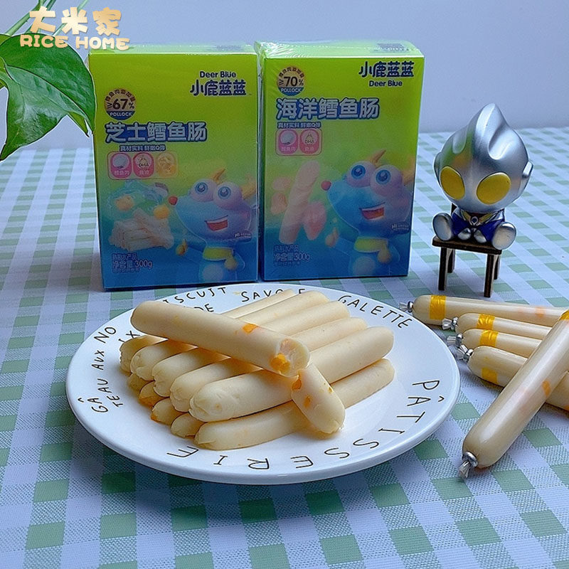 小鹿蓝蓝原味鳕鱼肠宝宝儿童零食芝士鱼肉肠营养零食送不添加食