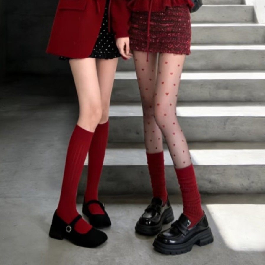 新年红爱心黑丝袜女性感超薄打底袜女士喜庆保暖羊毛小腿袜长筒,女士内衣/男士内衣/家居服,连裤袜/打底袜,淘宝优惠券,粉丝福利购,淘宝优惠卷