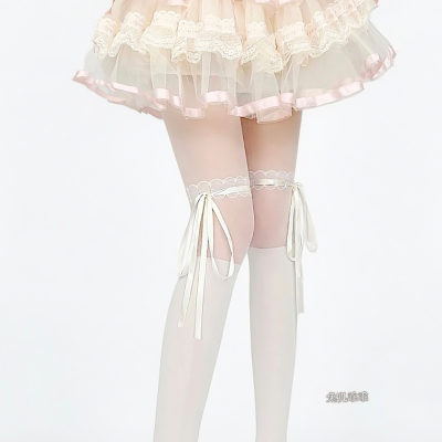 lolita甜美蝴蝶结绑带丝袜芭蕾风