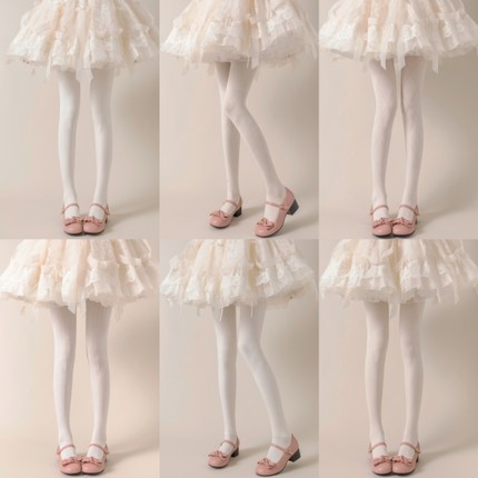 7款秋冬保暖lolita连裤袜女奶白色竖纹微压显瘦打底袜羊毛美腿袜