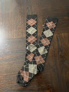 小腿袜子女秋冬季保暖显瘦菱格子英伦风配小皮鞋半筒长靴袜