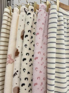 浪漫满屋奶比可外穿保暖家居裤2025秋冬新款加绒加厚睡裤雪粒绒