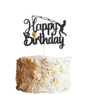 饰插牌生日快乐庆祝甜品插件 1个钓鱼主题蛋糕装