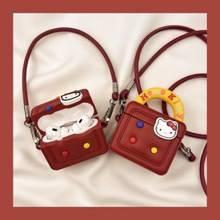 手提包kt猫适用于华强北新款第8代保护套苹果Air Pro3耳机保护壳防摔外壳情侣款pro3