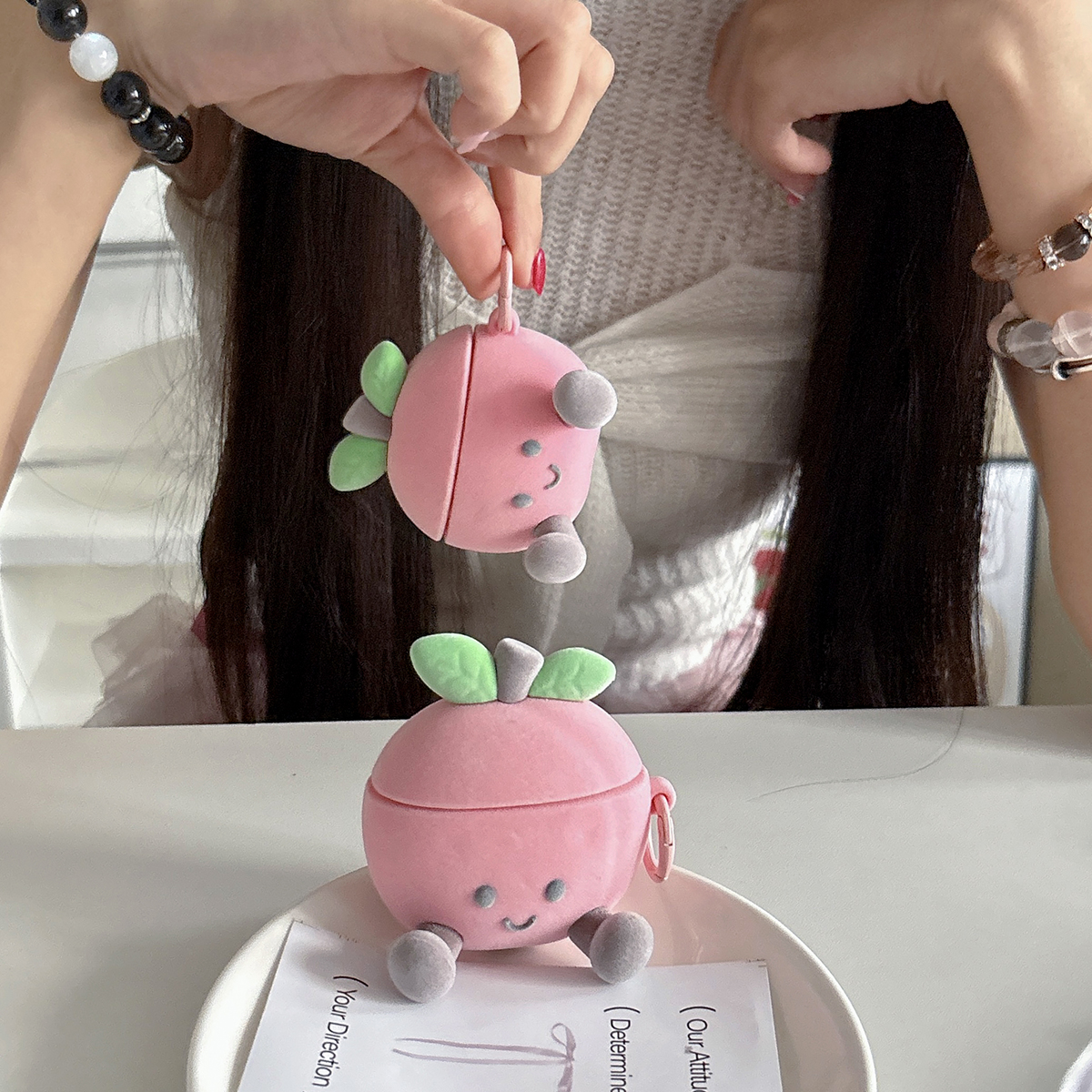 植绒水蜜桃适用华为Freebuds 6i耳机套freebudspro4/se2/clip软壳