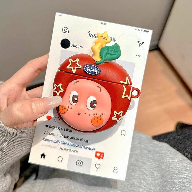 创意红苹果星星人适用airpods 4保护套四代保护壳airpodPro2苹果耳机套3,3C数码配件,耳机保护套,淘宝优惠券,粉丝福利购,淘宝优惠卷