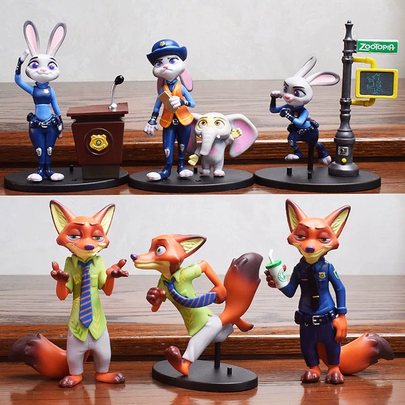 疯狂动物城手办朱迪兔警官尼克狐狸大象公仔玩具蛋糕装饰模型