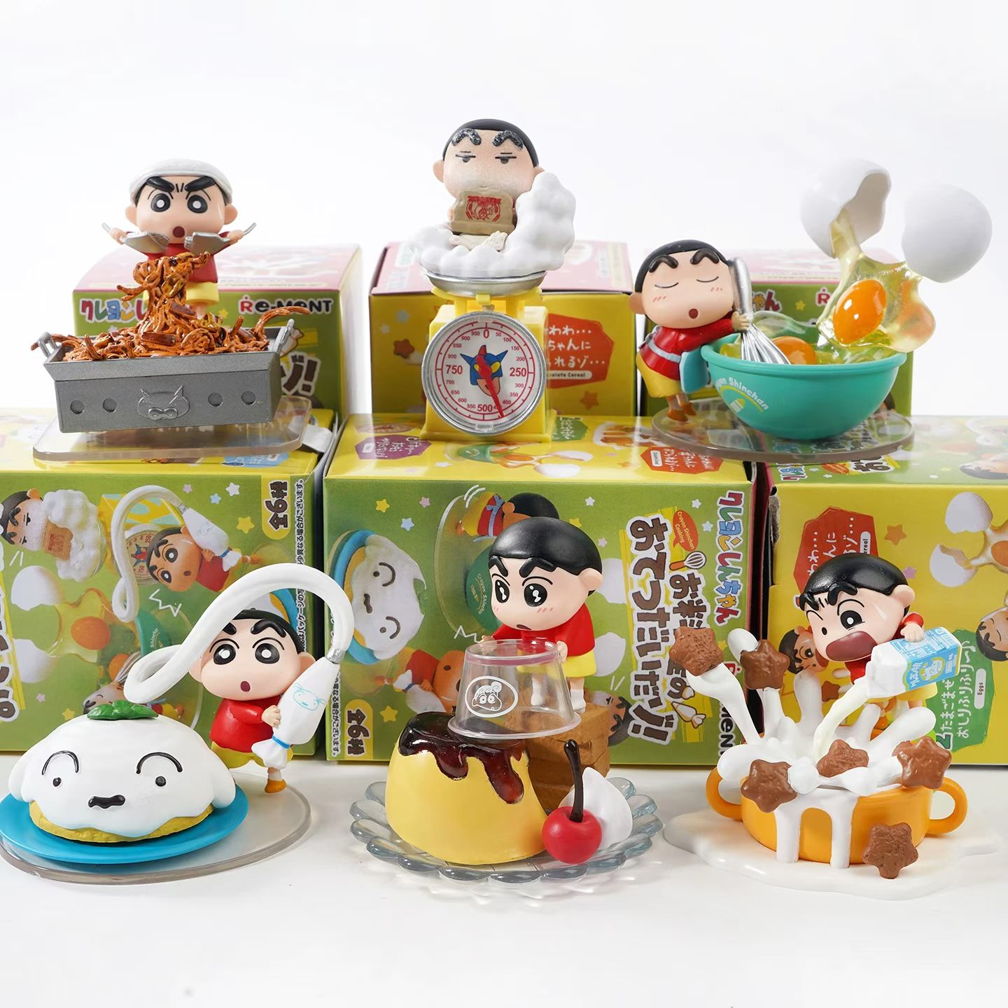 新品厨房蜡笔小新手办摆件小新料理造型微缩场景盲盒食玩模型礼物